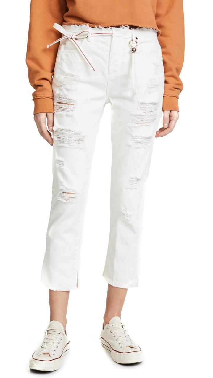 Tortoise Tufa Slim Straight Crop With Raw Waistband