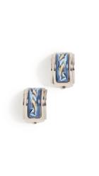 What Goes Around Comes Around Hermes Navy Silver Enamel Earrings