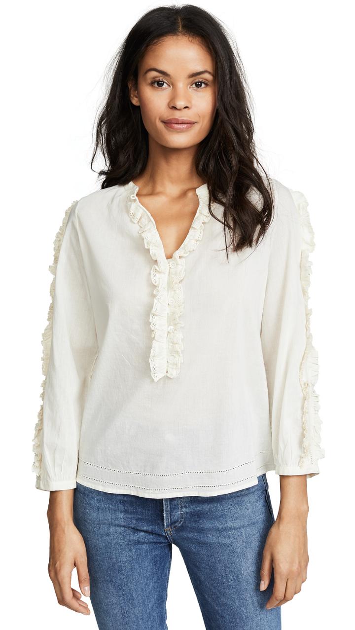 Sea Bettina Long Sleeve Ruffle Blouse