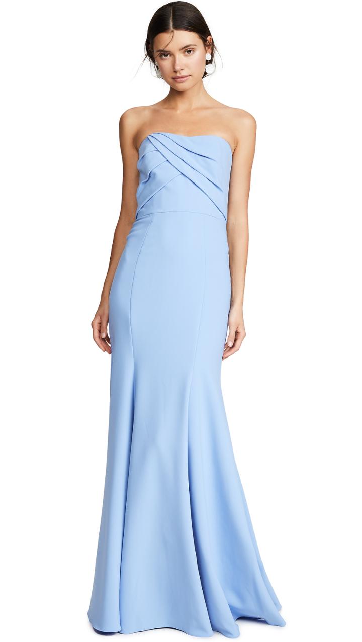 Marchesa Notte Sleeveless Draped Bodice Gown