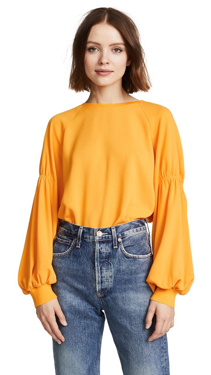 Tibi Easy Shirt With Shirred Sleeves