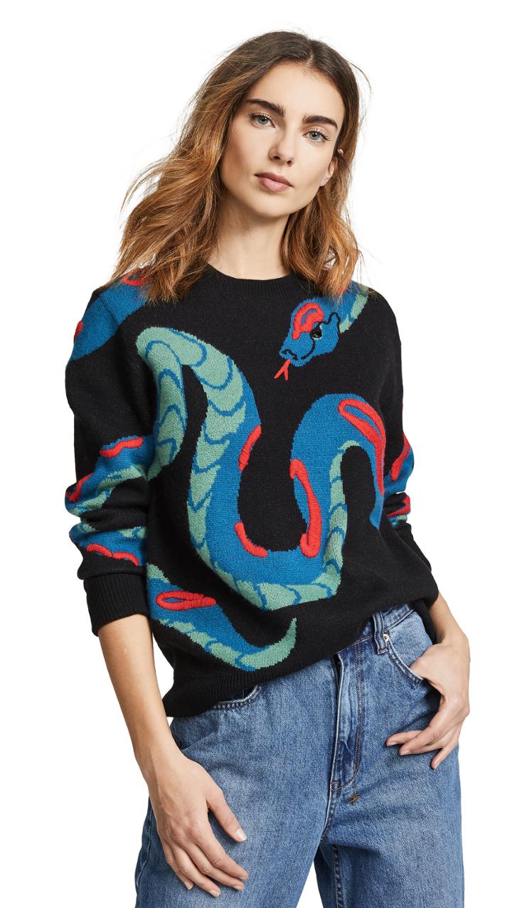 Rag Bone Snake Cashmere Crew Neck Sweater