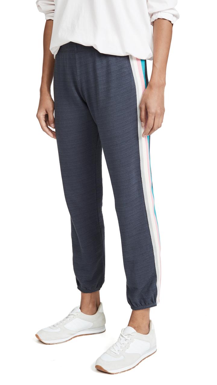 Monrow Elastic Waist Sweats With Summer Stripes