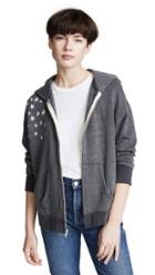 Monrow Oversized Zip Up Hoodie With Faded Stars