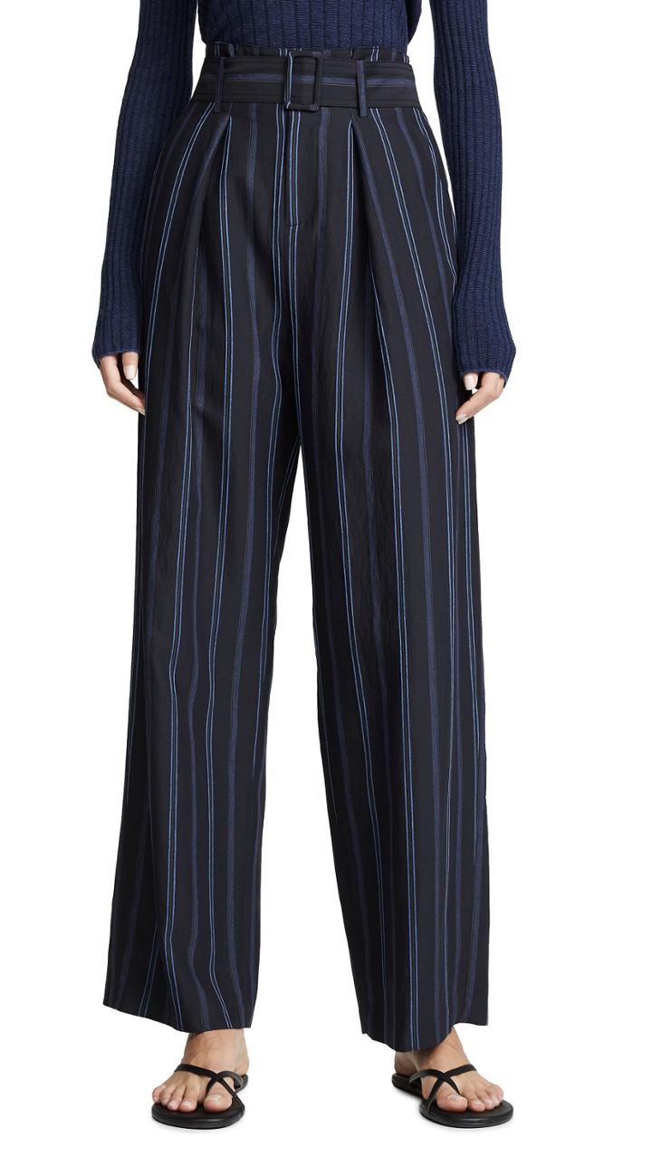 Vince Dobby Stripe Belted Pants