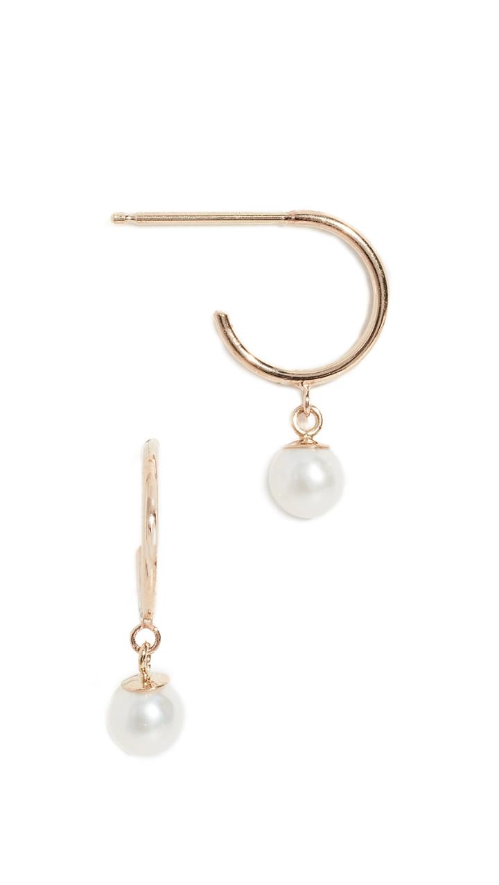 Zoe Chicco 14k Tiny Huggie Earrings With Pearl Drop
