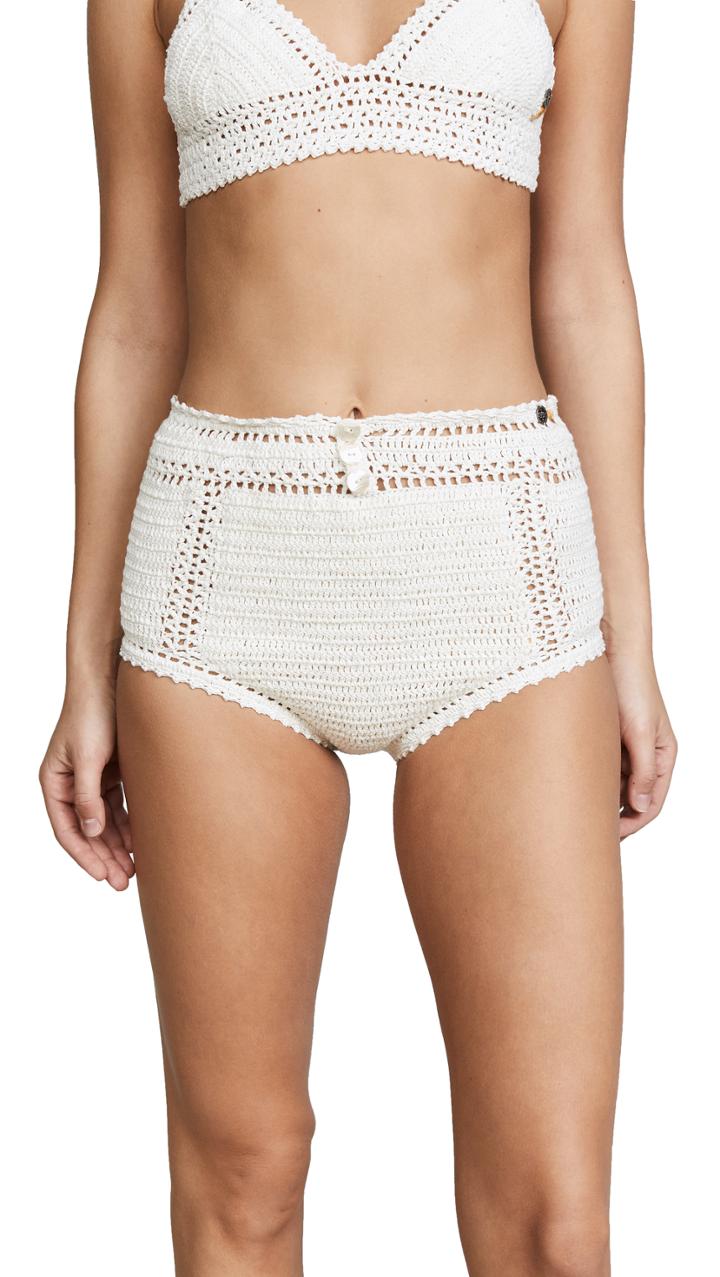She Made Me Essential Cotton Crochet High Waist Bikini Bottoms