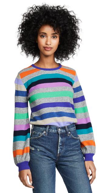 Jumper1234 Rainbow Stripe Balloon Sleeve Cashmere Sweater