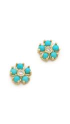 Jennifer Meyer Jewelry Turquoise Flower Diamond Stud Earrings