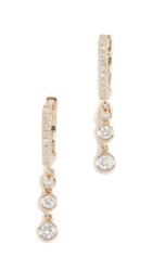 Ef Collection 14k Diamond Huggie Earrings With 3 Bezel Drop