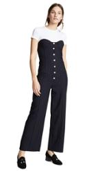 Miaou Piper Pinstripe Bustier Jumpsuit