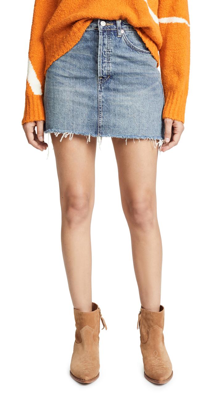 Free People Rugged A Line Denim Skirt