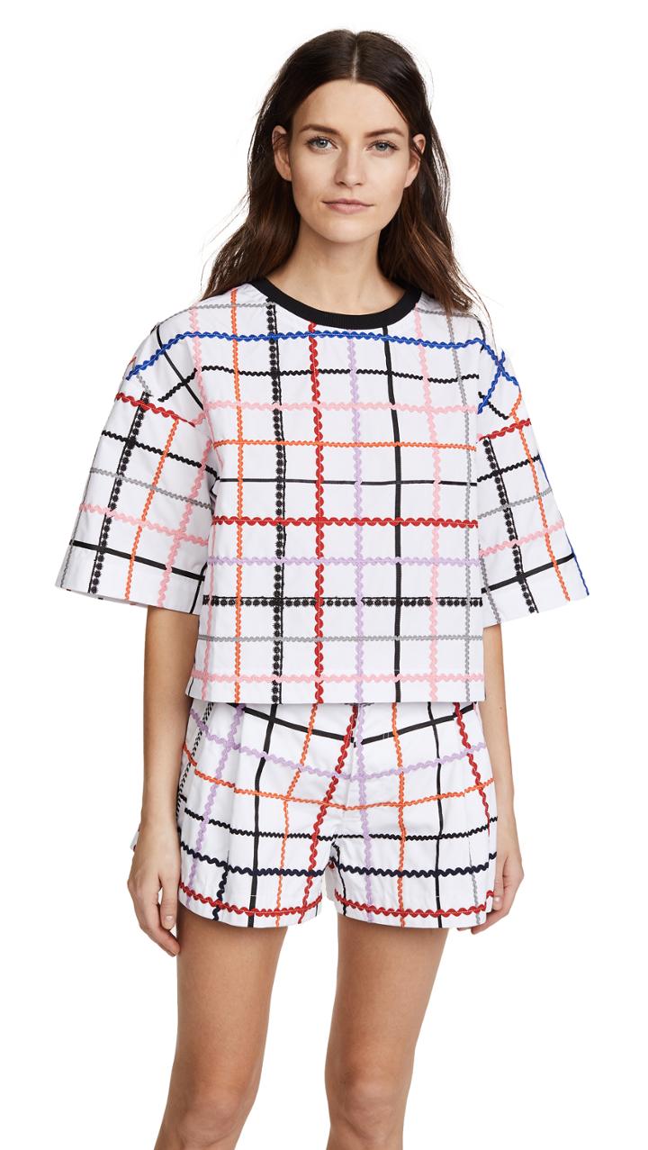 Ksenia Schnaider Checked Crop Top