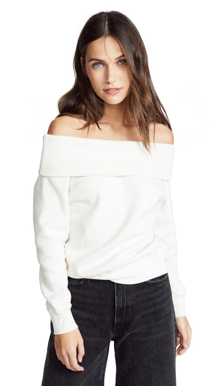 Kendall Kylie Off Shoulder Crew Sweatshirt