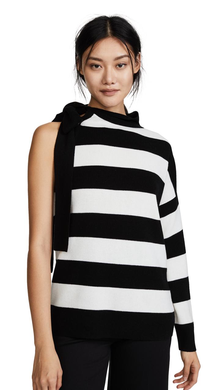 Robert Rodriguez Striped One Shoulder Pullover