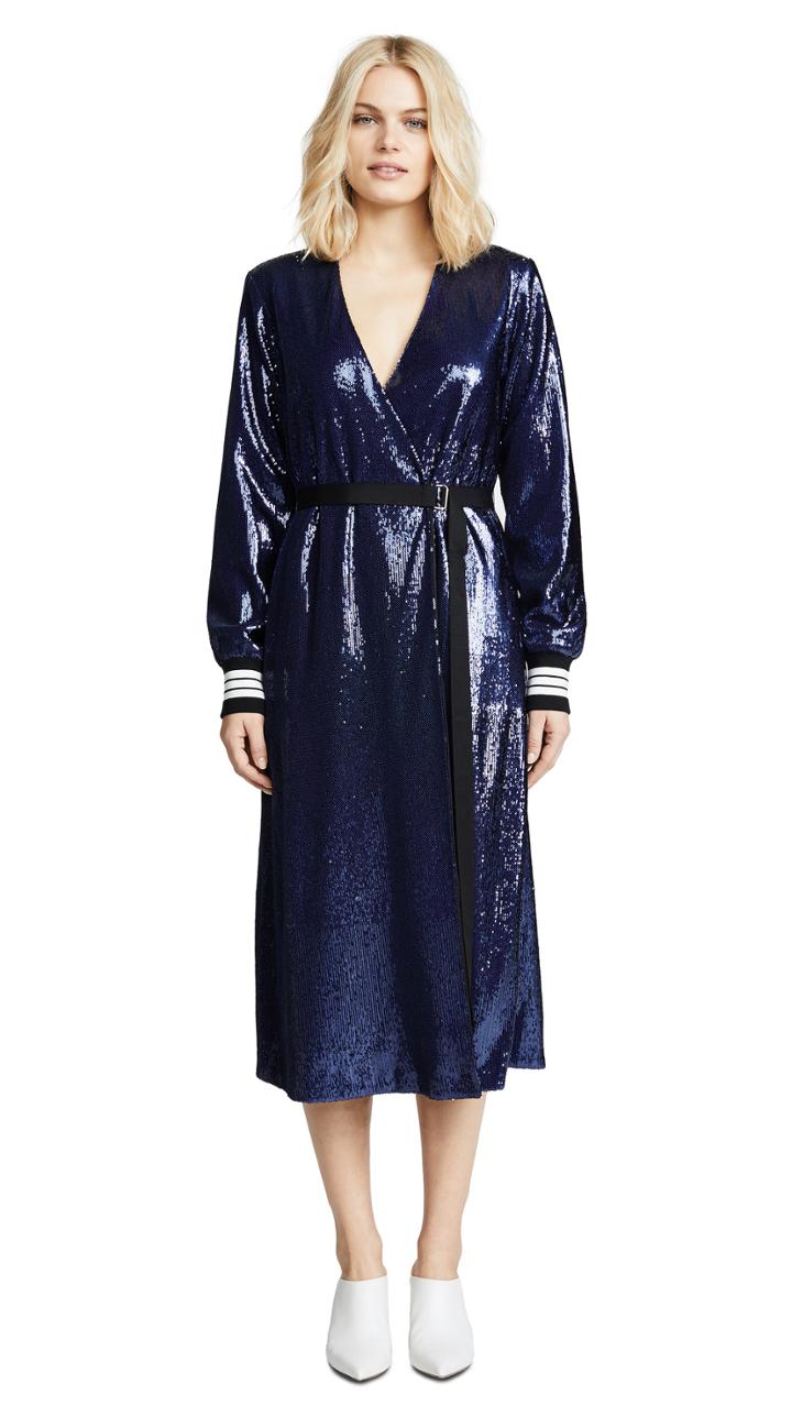 Robert Rodriguez Sequin Robe Wrap Dress