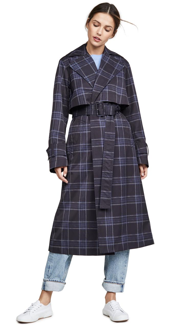 Vince Plaid Trench