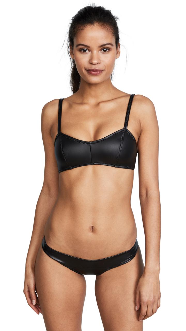 Lisa Marie Fernandez Nicole Black Floral Crepe Bikini