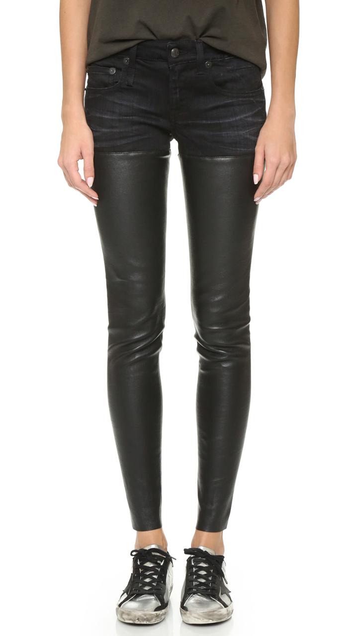 R13 Leather Chaps Jeans