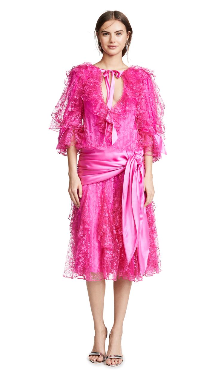 Rodarte Lace Tulle Dress With Satin Bows