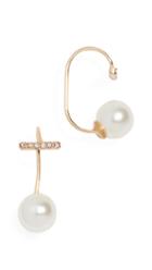 Rebecca Minkoff Pearl And Pave Bar Threader Earrings