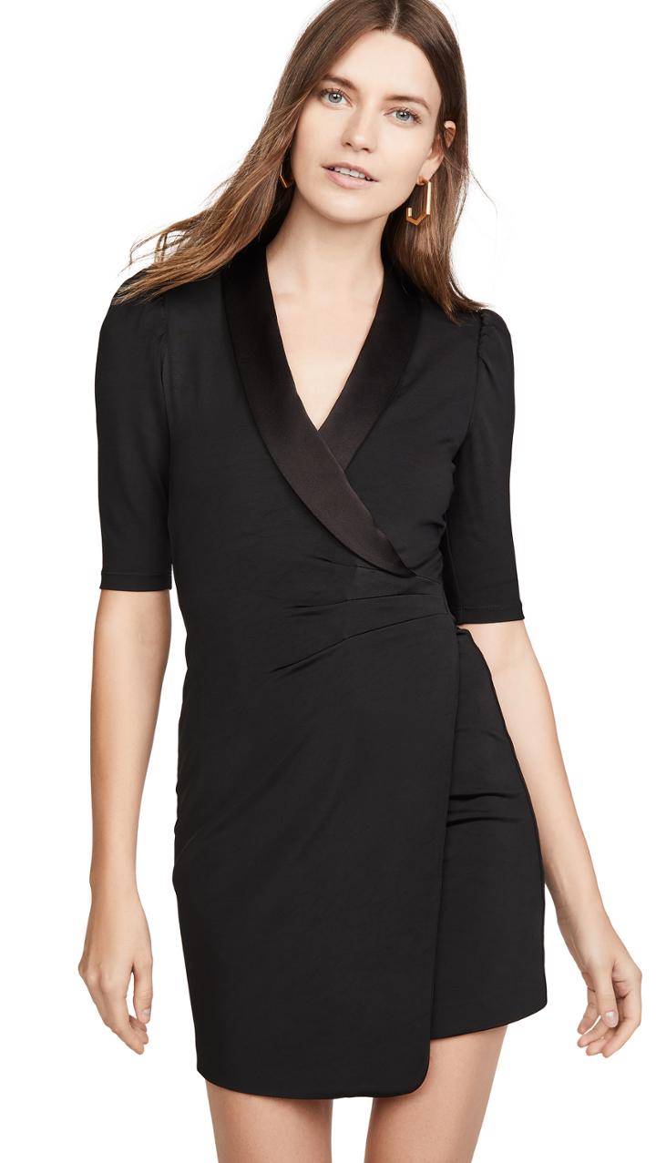 Alice Olivia Remi Plunging V Neck Front Suit Dress
