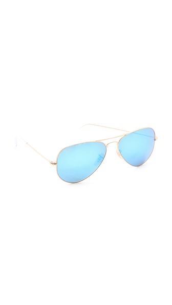 Ray-ban Mirrorred Matte Classic Aviator Sunglasses - Matte Gold/blue Mirror