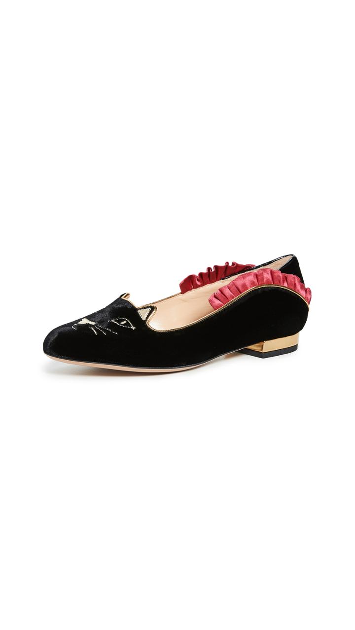 Charlotte Olympia Kitty Ruffled Ballet Flats