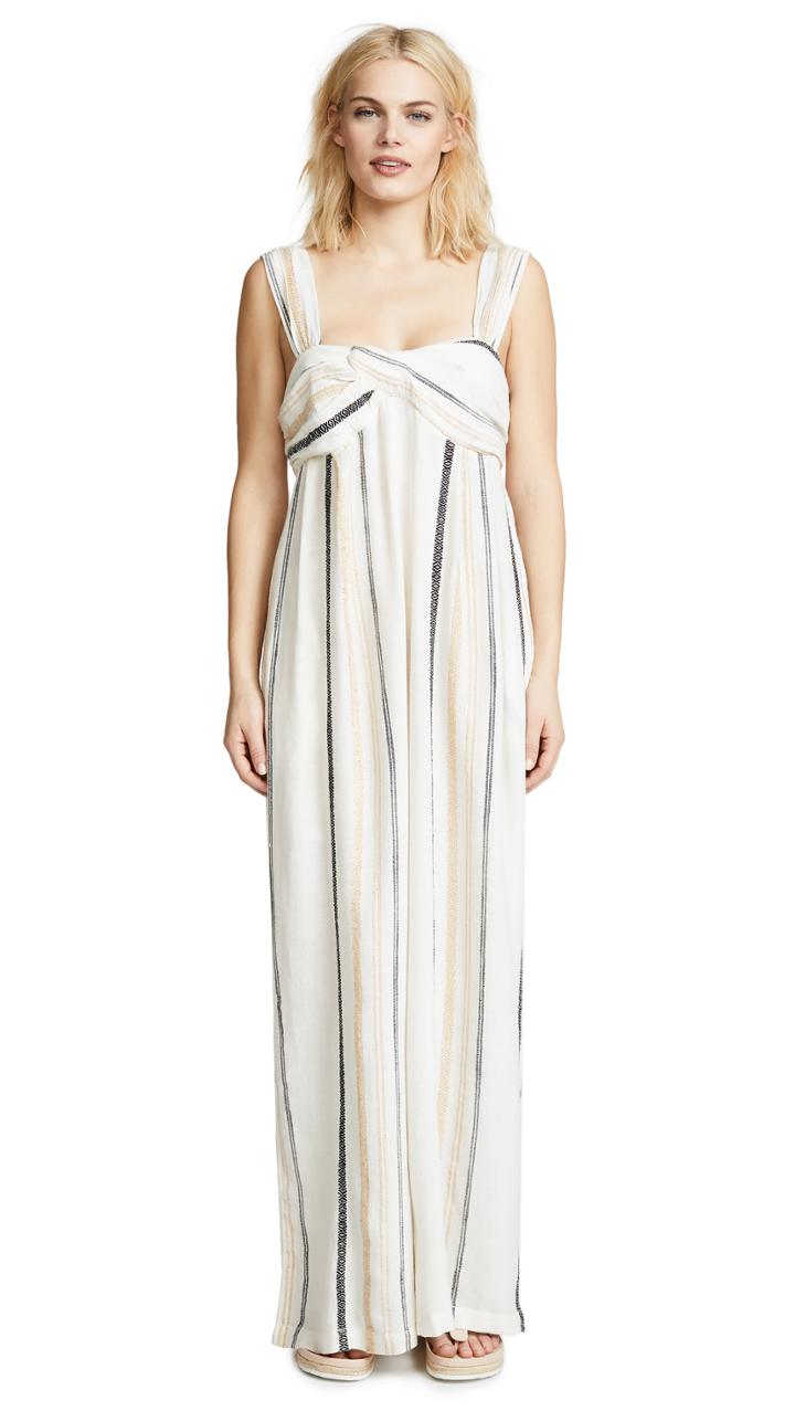 Free People Breezin Through Striped Jumpsuit
