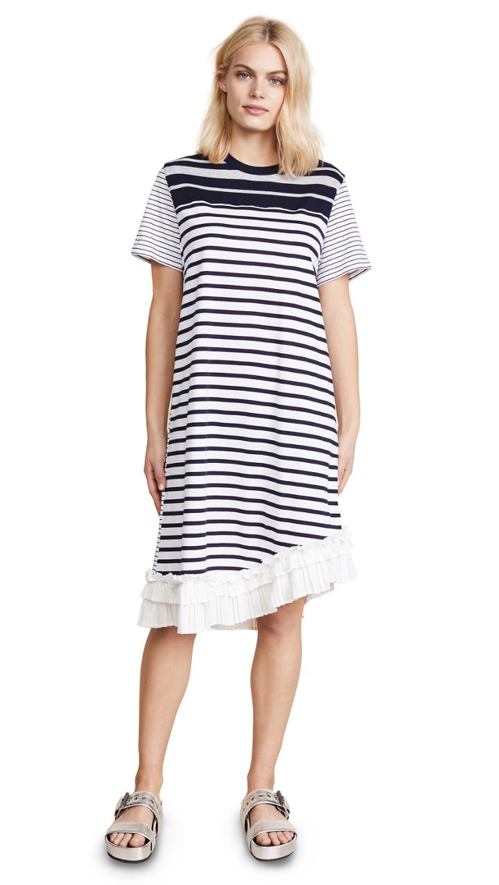 Clu Stripe T Shirt Dress With Pleating