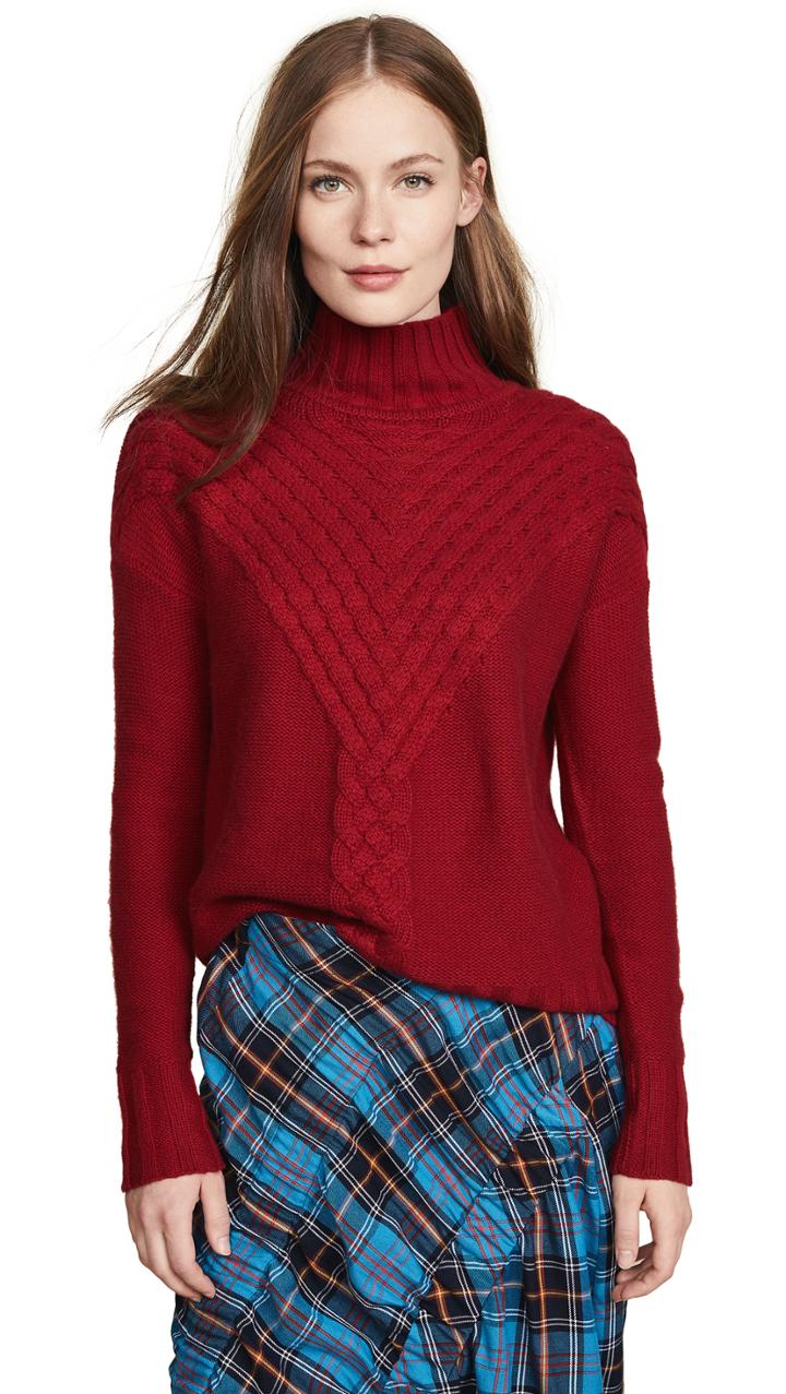 Autumn Cashmere Cashmere Mock Neck Sweater With Lattice Stitch