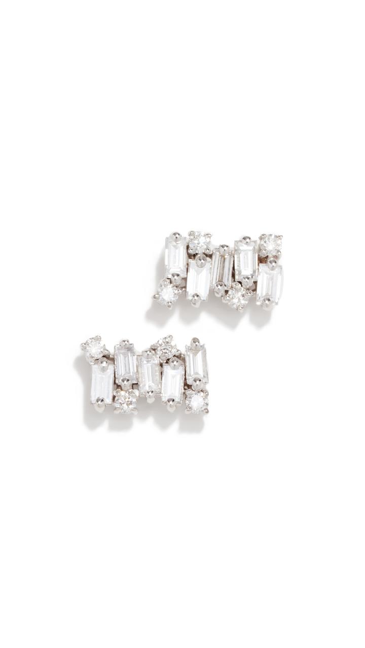 Suzanne Kalan 18k Diamond Baguette Post Earrings