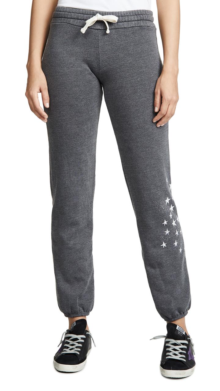 Monrow Fleece Sweatpants With Faded Stars