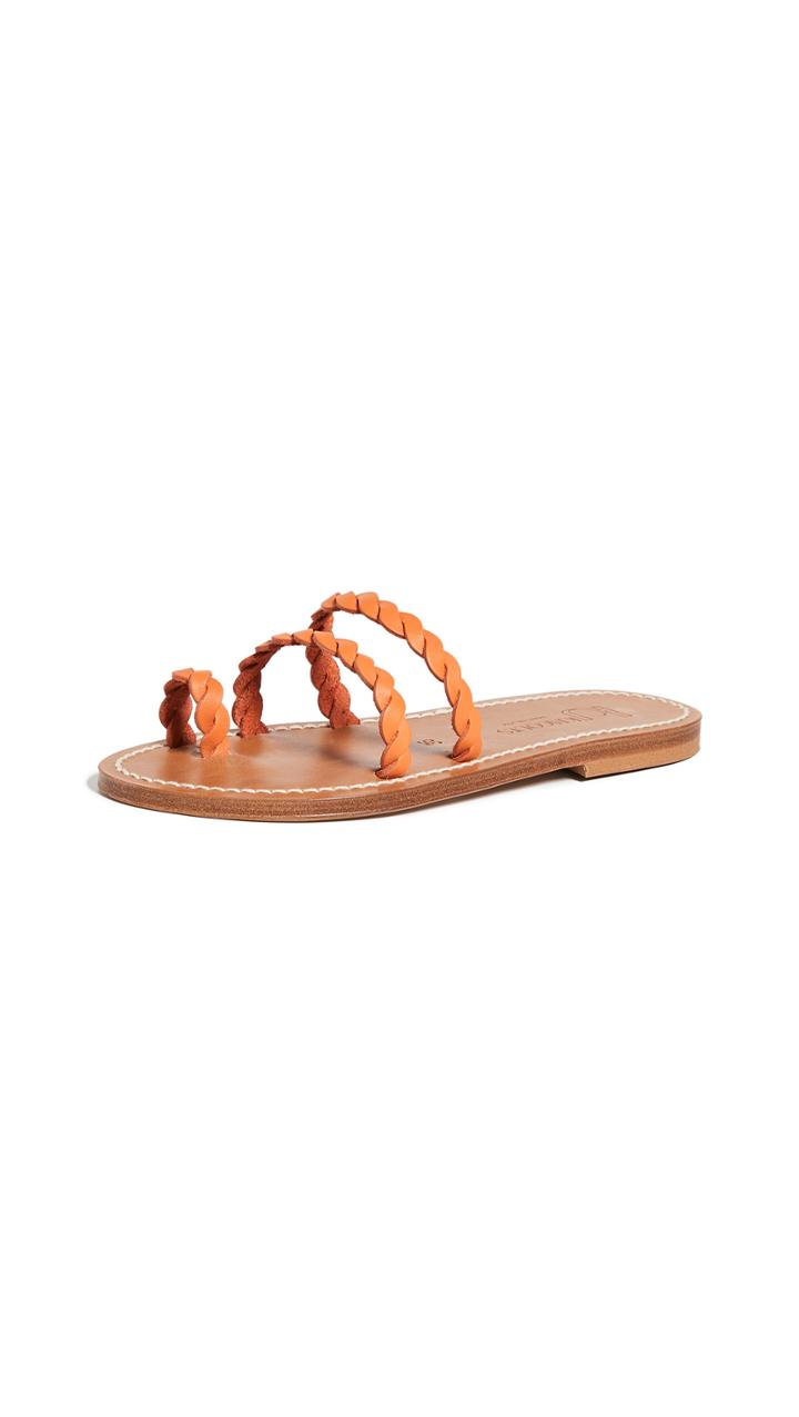 K Jacques Thais Braided Toe Ring Slides