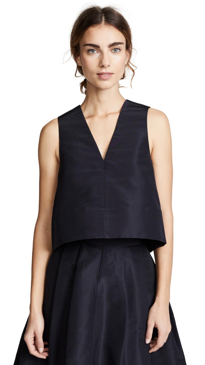 Tibi Back Tab Sleeveless Crop Top