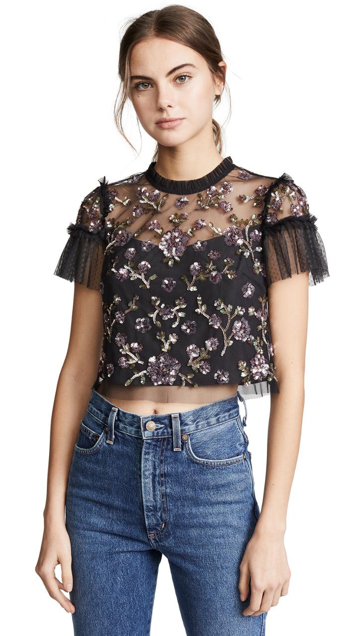 Needle Thread Carnation Sequin Top