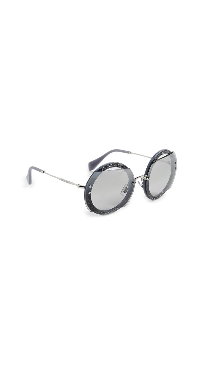 Miu Miu Glitter Round Sunglasses