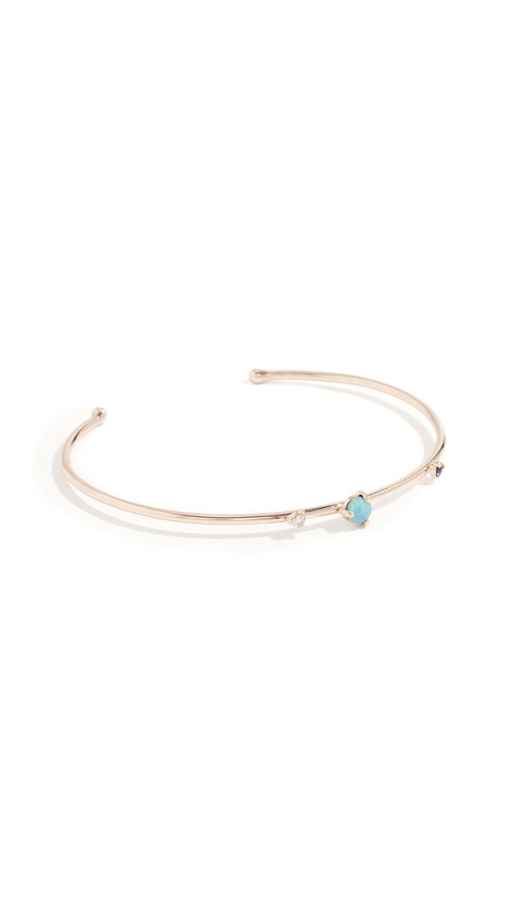 Wwake 14k Three Stone Cuff Bracelet