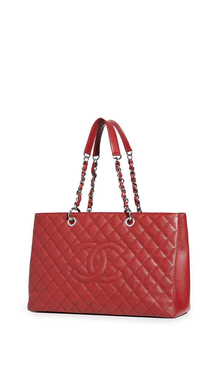 What Goes Around Comes Around Chanel Red Caviar Grand Shopping Tote