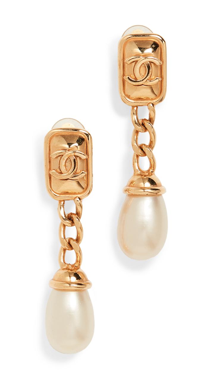 What Goes Around Comes Around Chanel Gold Pearl Dangle Earrings