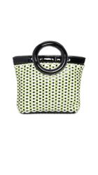Solid Striped Woven Circle Tote Bag