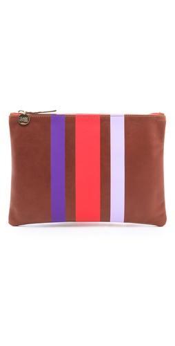 Clare Vivier Stripe Flat Clutch