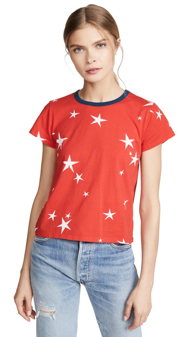Pam Gela Star Print Logo Crop Tee