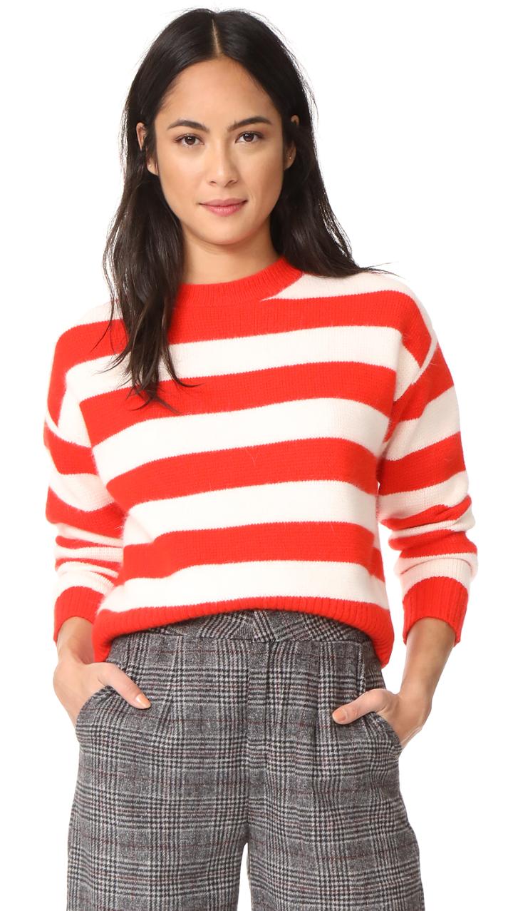 Diane Von Furstenberg Striped Baseball Pullover