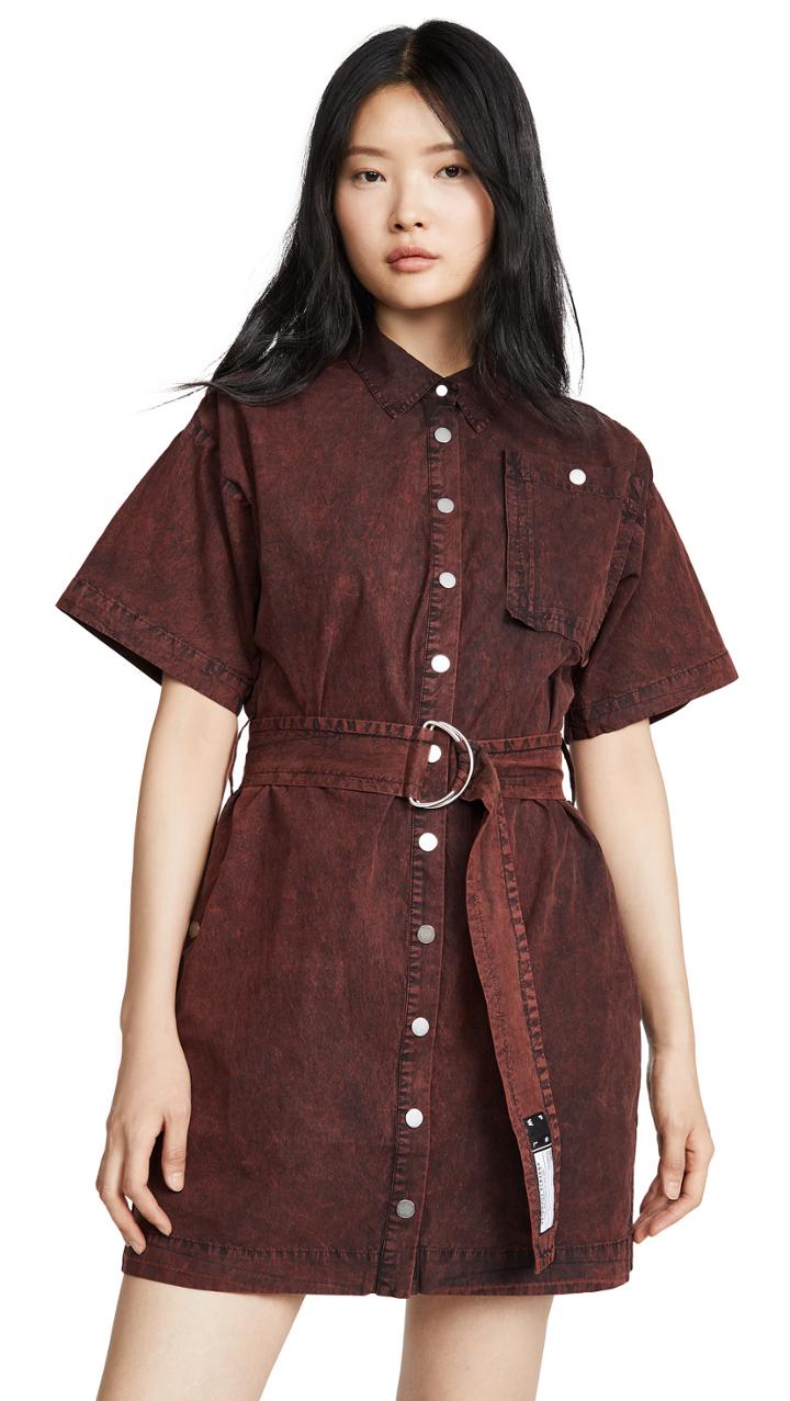 Proenza Schouler Pswl Short Sleeve Belted Dress