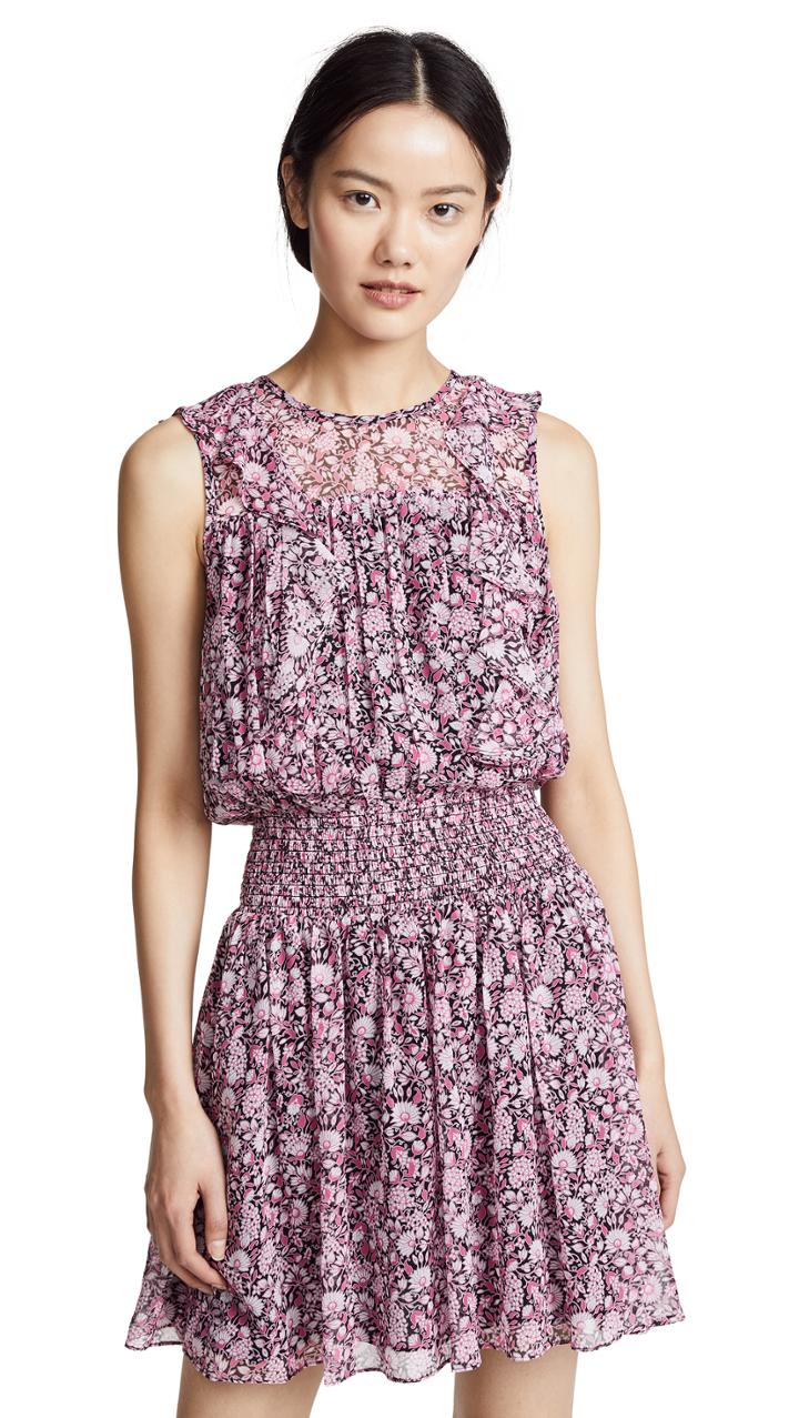 Shoshanna Umbrella Stripe One Shoulder Tie Waist Dress