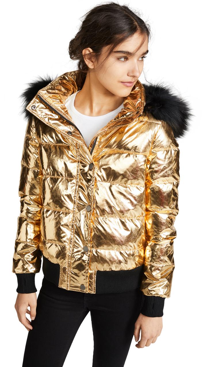 Jocelyn Quilted Down Jacket With Fur Trim