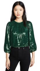 Alice Olivia Avila Sequin Crew Neck Crop Top
