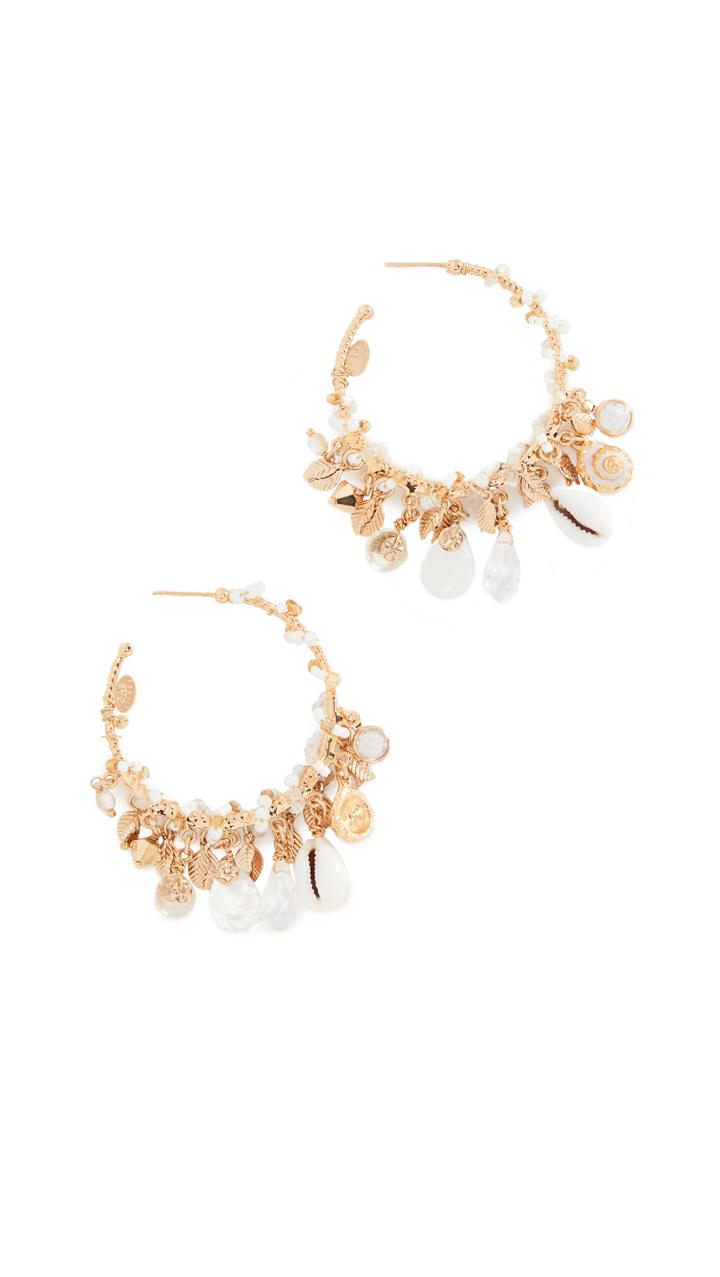 Gas Bijoux Beaded Shell Hoop Earrings