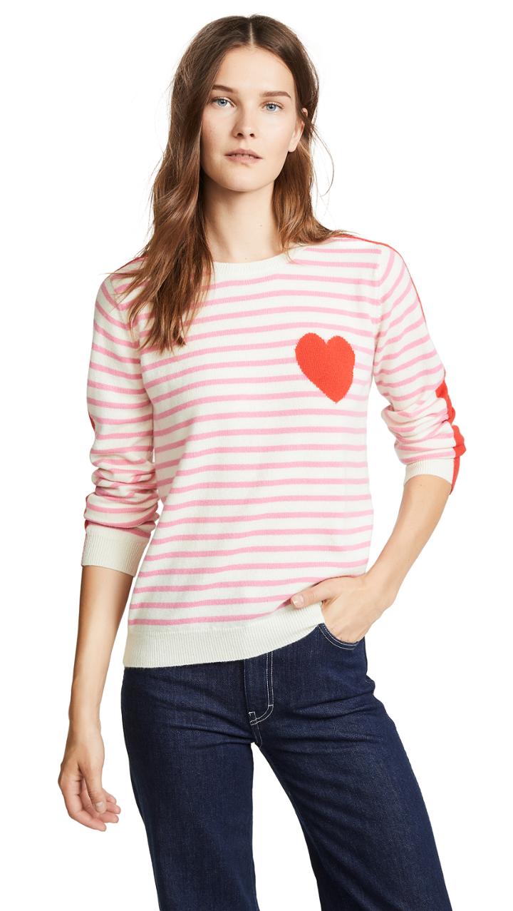 Chinti And Parker Stripe Sleeve Cashmere Sweater